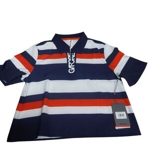 G/FORE Womans Striped Polo Shirt - Navy, Red, White